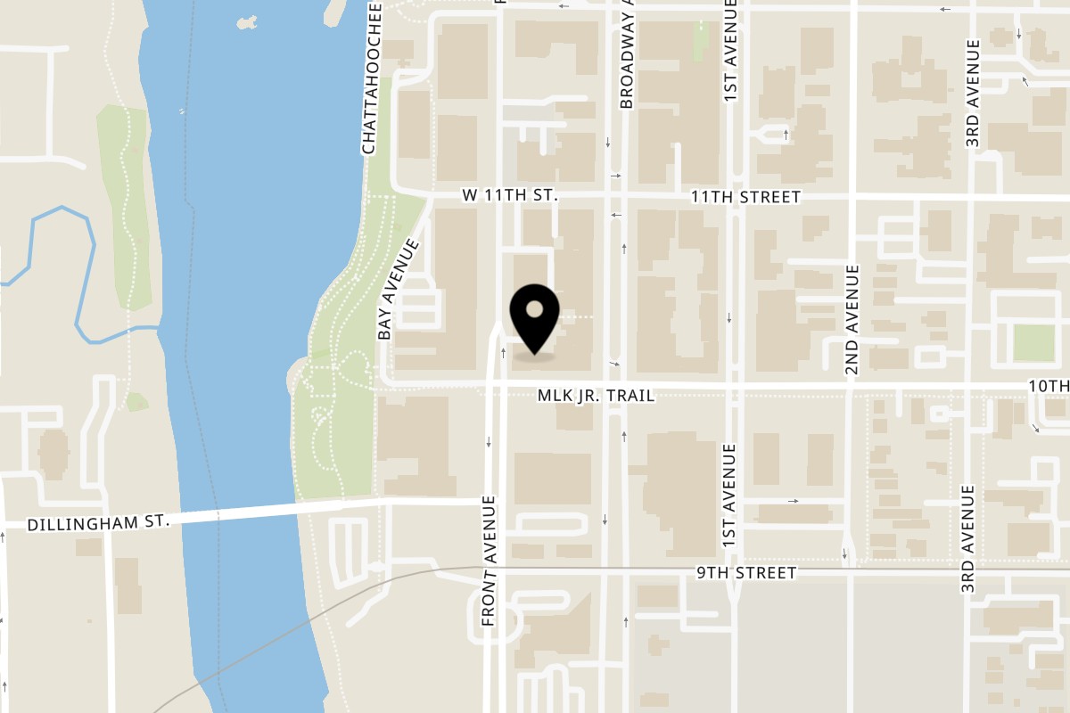 Map showing the location of Chili Thai on 19 W 10th St in Columbus